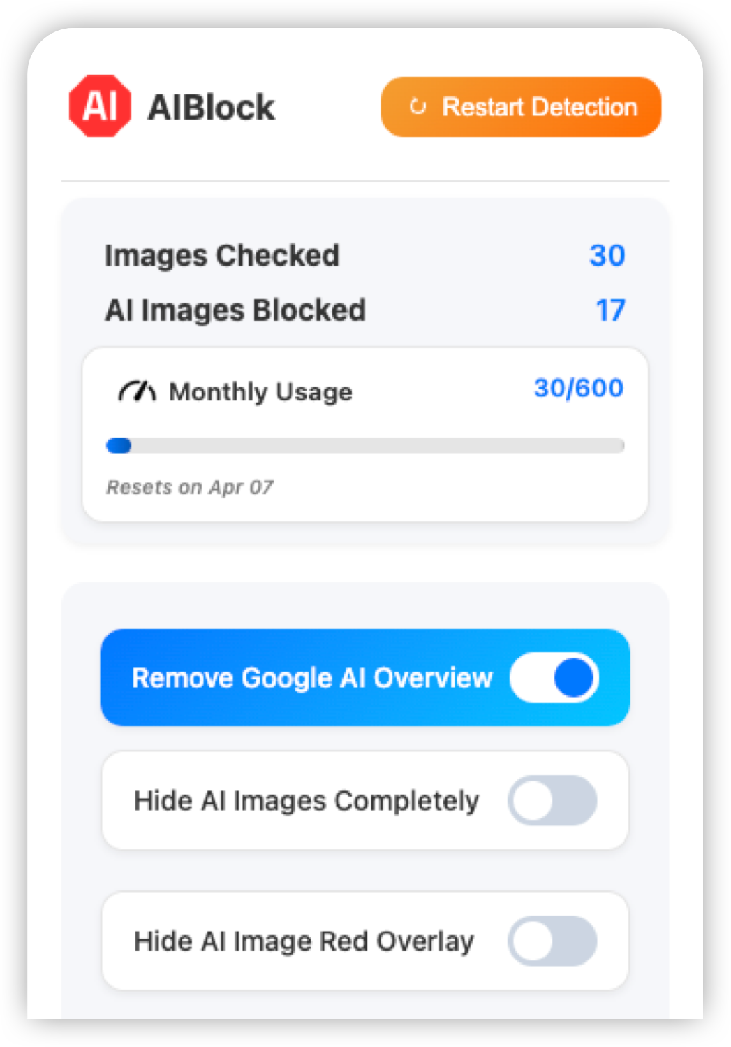 AIBlock Block AIGenerated Images & Deepfakes Chrome Extension